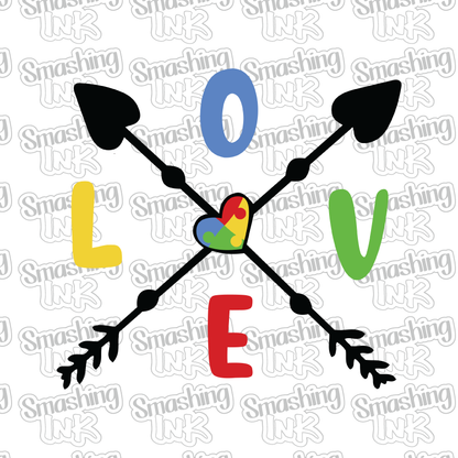 Autism Love Arrows - Heat Transfer | DTF | Sublimation (TAT 3 BUS DAYS) [7C-15HTV]