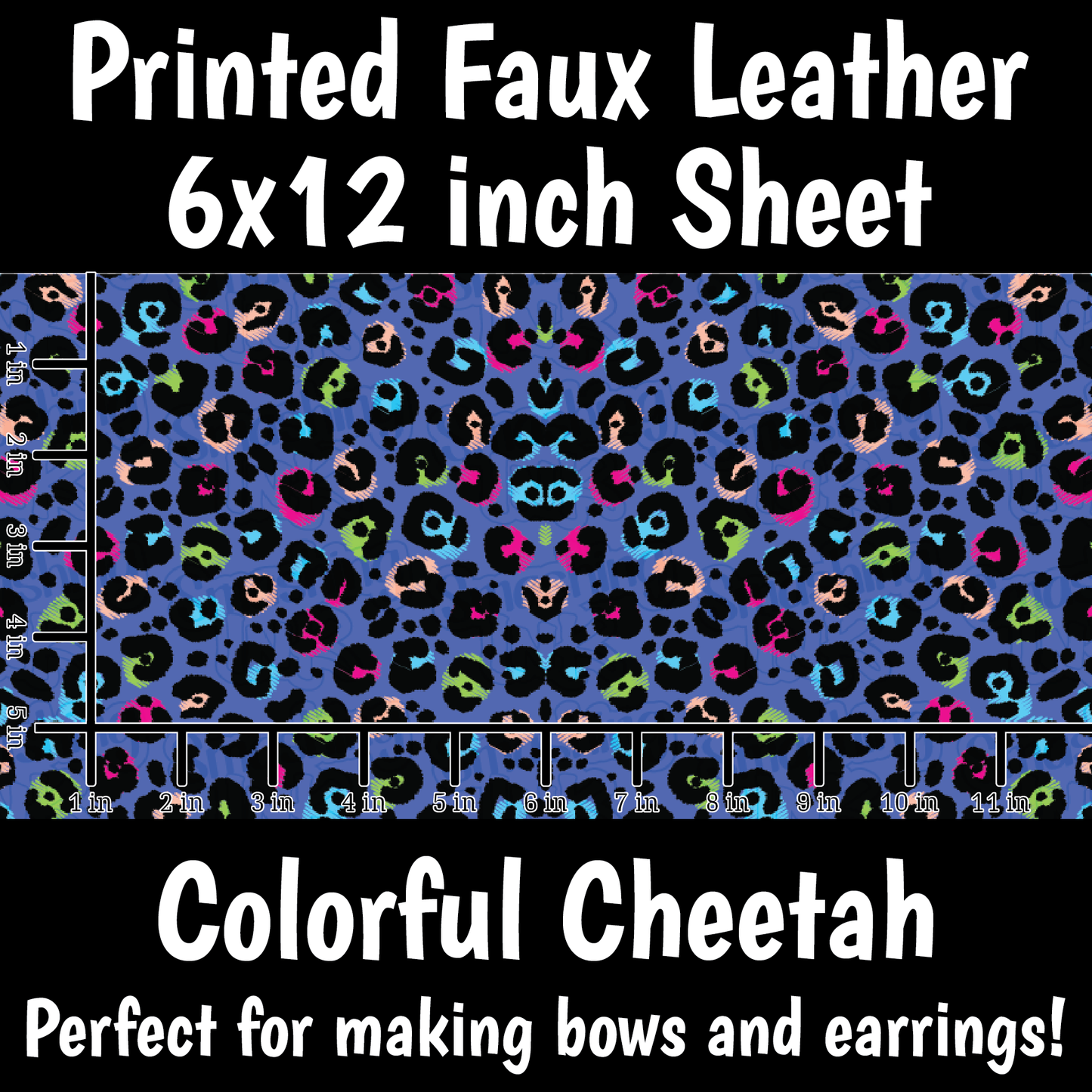 Colorful Cheetah - Faux Leather Sheet (SHIPS IN 3 BUS DAYS)