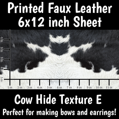 Cow Hide Pattern E - Faux Leather Sheet (SHIPS IN 3 BUS DAYS)