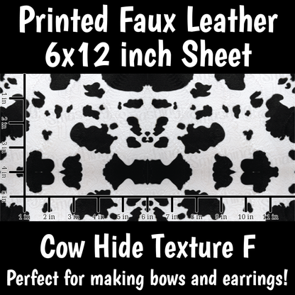 Cow Hide Pattern F - Faux Leather Sheet (SHIPS IN 3 BUS DAYS)