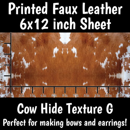 Cow Hide Pattern G - Faux Leather Sheet (SHIPS IN 3 BUS DAYS)