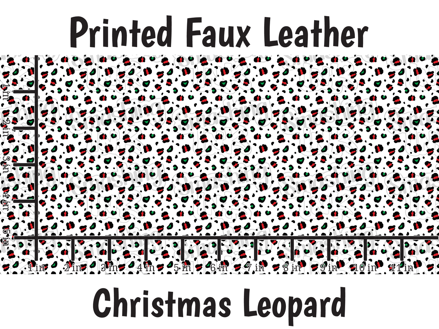 Christmas Leopard - Faux Leather Sheet (SHIPS IN 3 BUS DAYS)