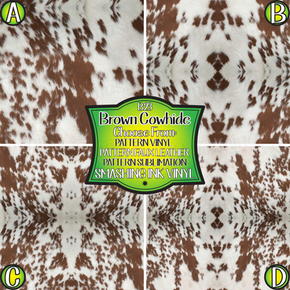 Brown Cowhide ★ Pattern Vinyl | Faux Leather | Sublimation (TAT 3 BUS DAYS)