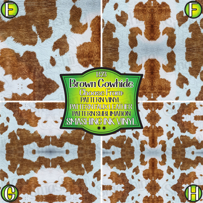 Brown Cowhide ★ Pattern Vinyl | Faux Leather | Sublimation (TAT 3 BUS DAYS)