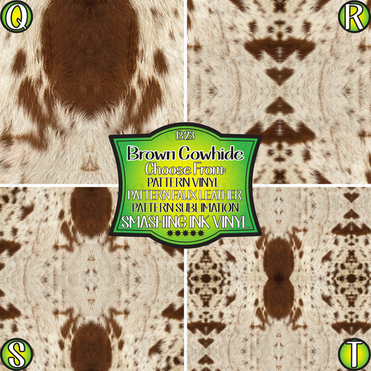 Brown Cowhide  ★ Pattern Vinyl | Faux Leather | Sublimation (TAT 3 BUS DAYS)