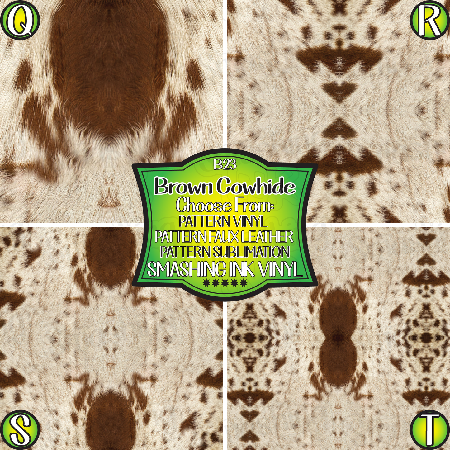 Brown Cowhide  ★ Pattern Vinyl | Faux Leather | Sublimation (TAT 3 BUS DAYS)