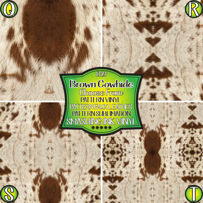 Brown Cowhide  ★ Pattern Vinyl | Faux Leather | Sublimation (TAT 3 BUS DAYS)