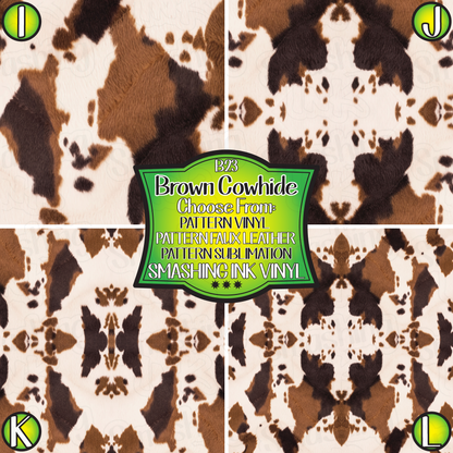 Brown Cowhide ★ Pattern Vinyl | Faux Leather | Sublimation (TAT 3 BUS DAYS)