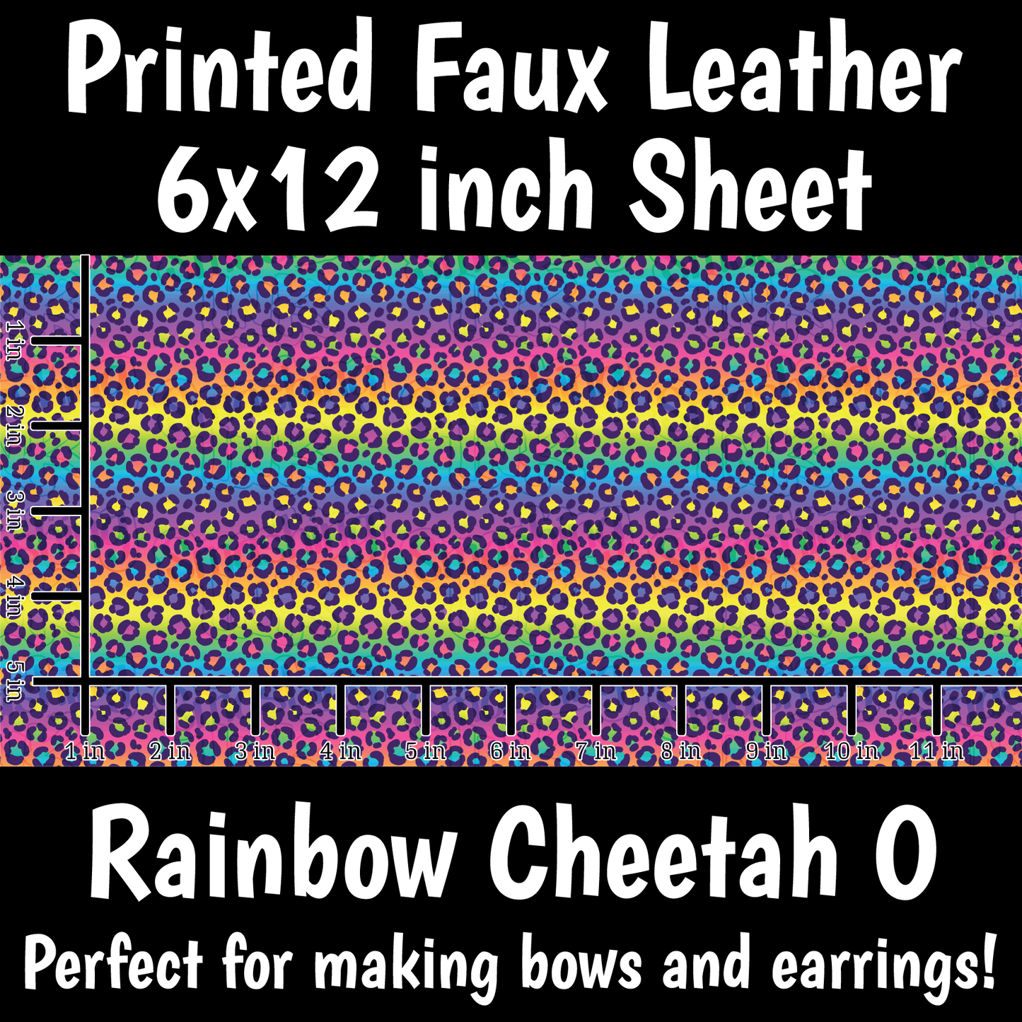 Rainbow Cheetah O - Faux Leather Sheet (SHIPS IN 3 BUS DAYS)