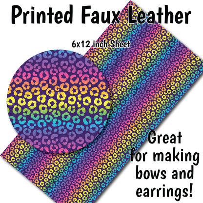 Rainbow Cheetah P - Faux Leather Sheet (SHIPS IN 3 BUS DAYS)