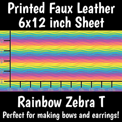 Rainbow Zebra T - Faux Leather Sheet (SHIPS IN 3 BUS DAYS)