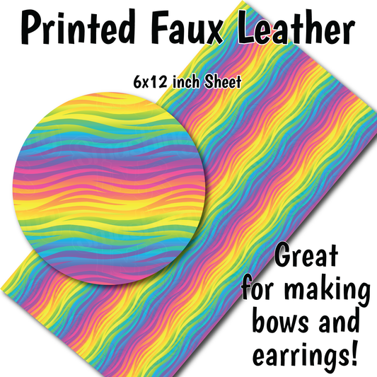 Rainbow Zebra T - Faux Leather Sheet (SHIPS IN 3 BUS DAYS)