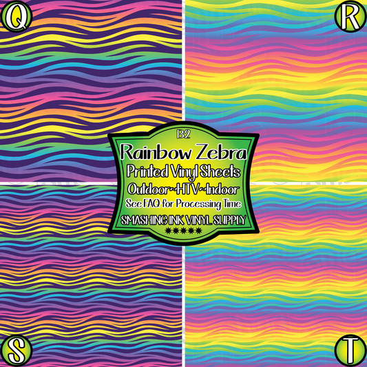 Rainbow Zebra ★ Pattern Vinyl | Faux Leather | Sublimation (TAT 3 BUS DAYS)
