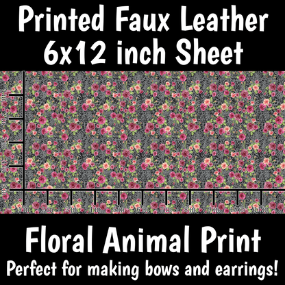 Leopard Floral - Faux Leather Sheet (SHIPS IN 3 BUS DAYS)