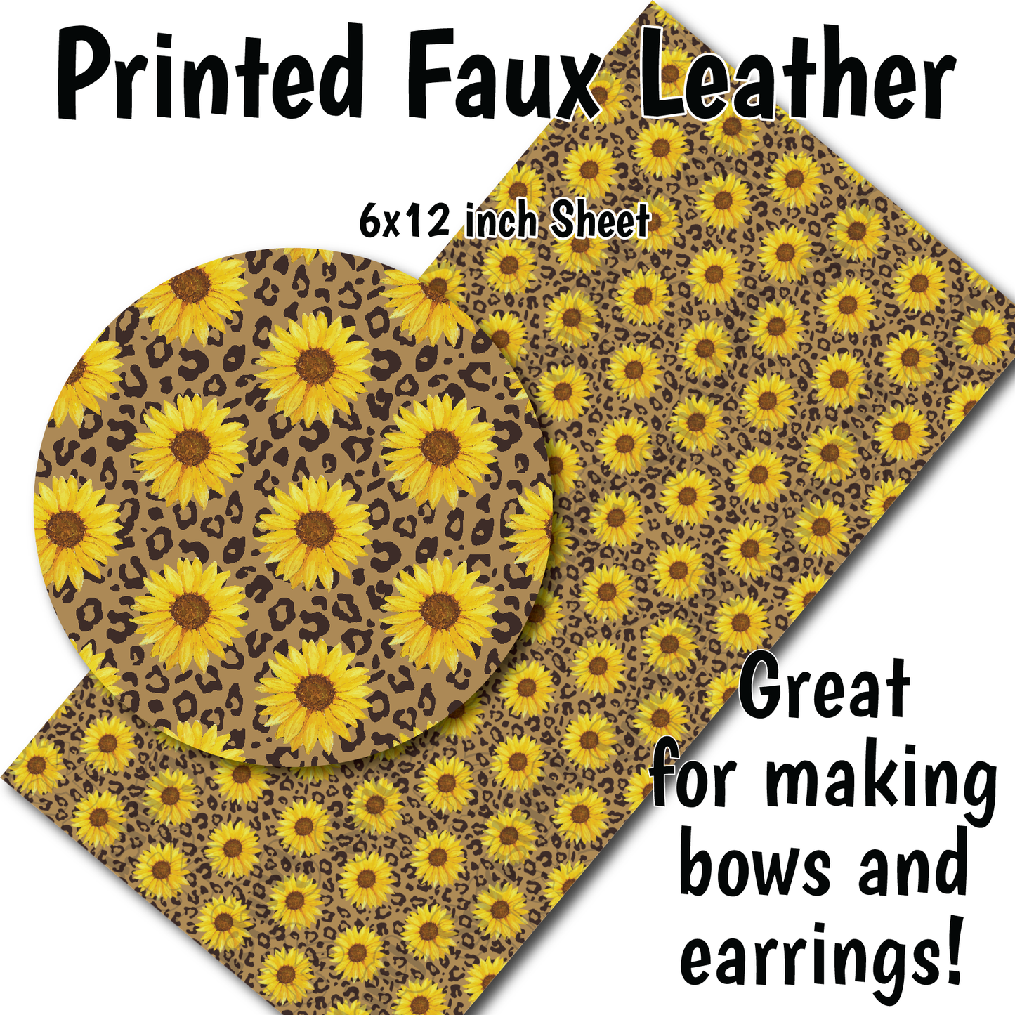 Sunflower Cheetah - Faux Leather Sheet (SHIPS IN 3 BUS DAYS)