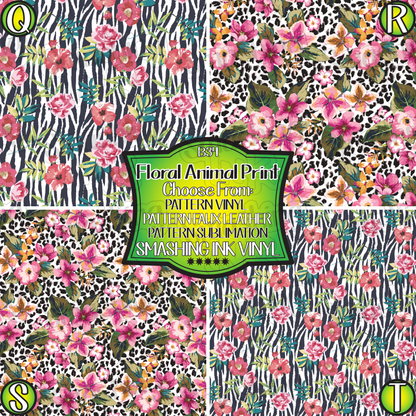 Floral Animal Print  ★ Pattern Vinyl | Faux Leather | Sublimation (TAT 3 BUS DAYS)