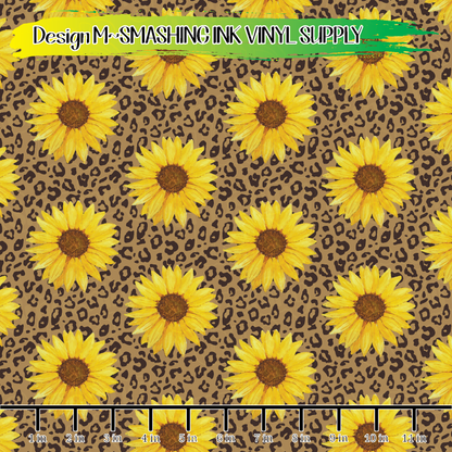 Cheetah Sunflower ★ Pattern Vinyl | Faux Leather | Sublimation (TAT 3 BUS DAYS)