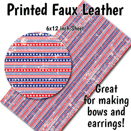 Distressed Patriotic Stripes - Faux Leather Sheet (SHIPS IN 3 BUS DAYS)