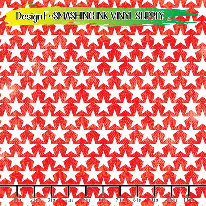 Red White Distressed Stars ★ Pattern Vinyl | Faux Leather | Sublimation (TAT 3 BUS DAYS)