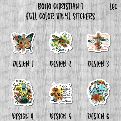 Boho Christian 1 - Full Color Vinyl Stickers (SHIPS IN 3-7 BUS DAYS)