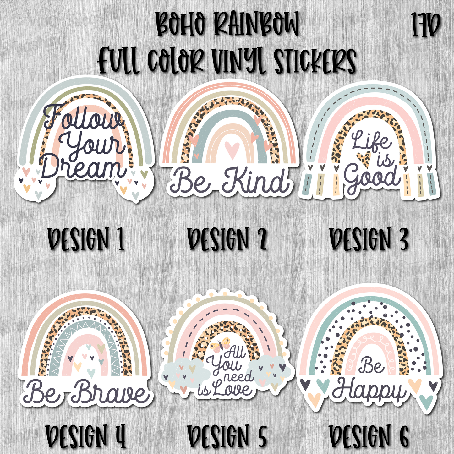 Boho Rainbow - Full Color Vinyl Stickers (SHIPS IN 3-7 BUS DAYS)