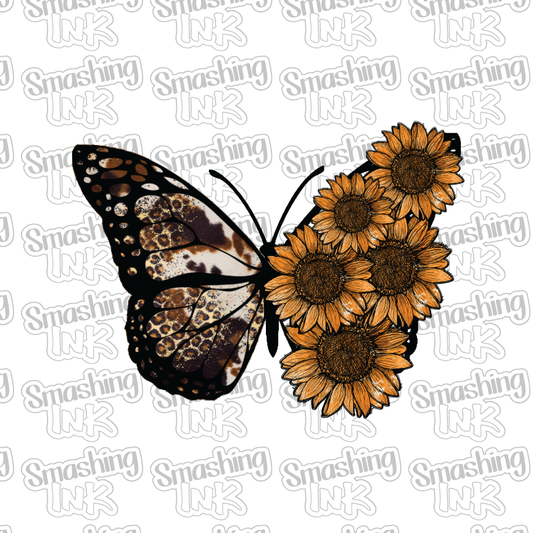 Butterfly Sunflowers - Heat Transfer | DTF | Sublimation (TAT 3 BUS DAYS) [2B-7HTV]
