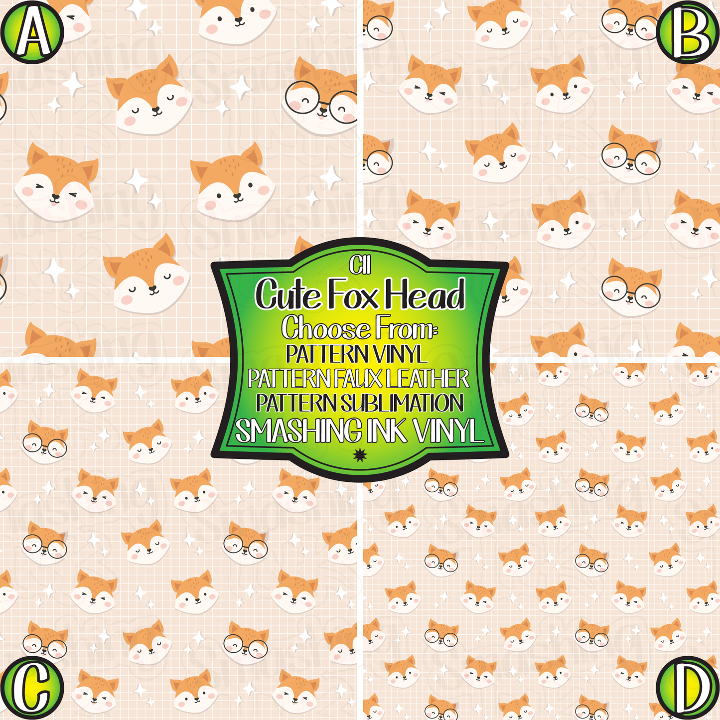 Cute Fox Head ★ Laser Safe Adhesive Film (TAT 3 BUS DAYS)