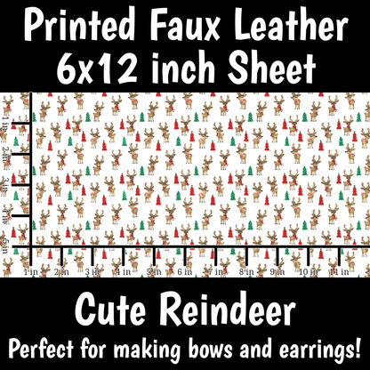 Cute Reindeer - Faux Leather Sheet (SHIPS IN 3 BUS DAYS)
