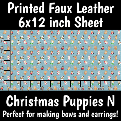 Christmas Puppies N - Faux Leather Sheet (SHIPS IN 3 BUS DAYS)