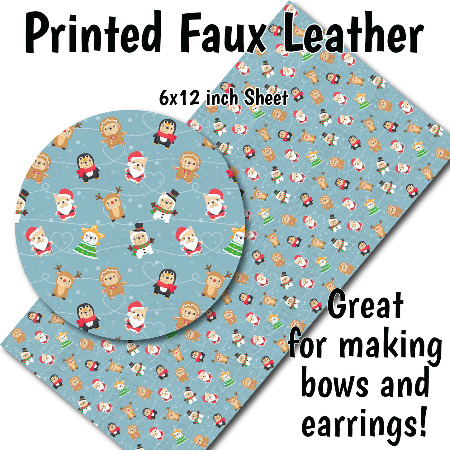 Christmas Puppies N - Faux Leather Sheet (SHIPS IN 3 BUS DAYS)