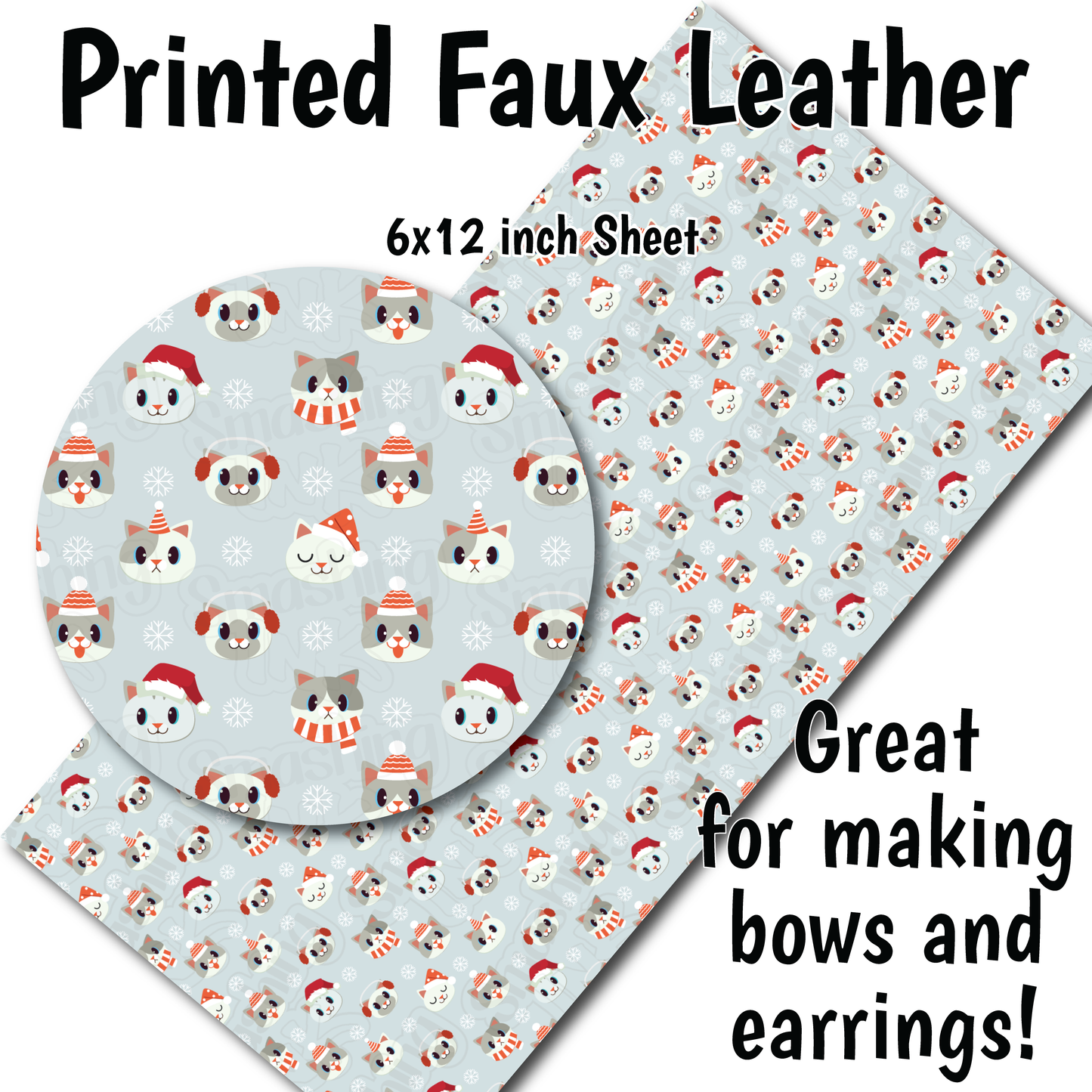 Meowy Christmas Q - Faux Leather Sheet (SHIPS IN 3 BUS DAYS)