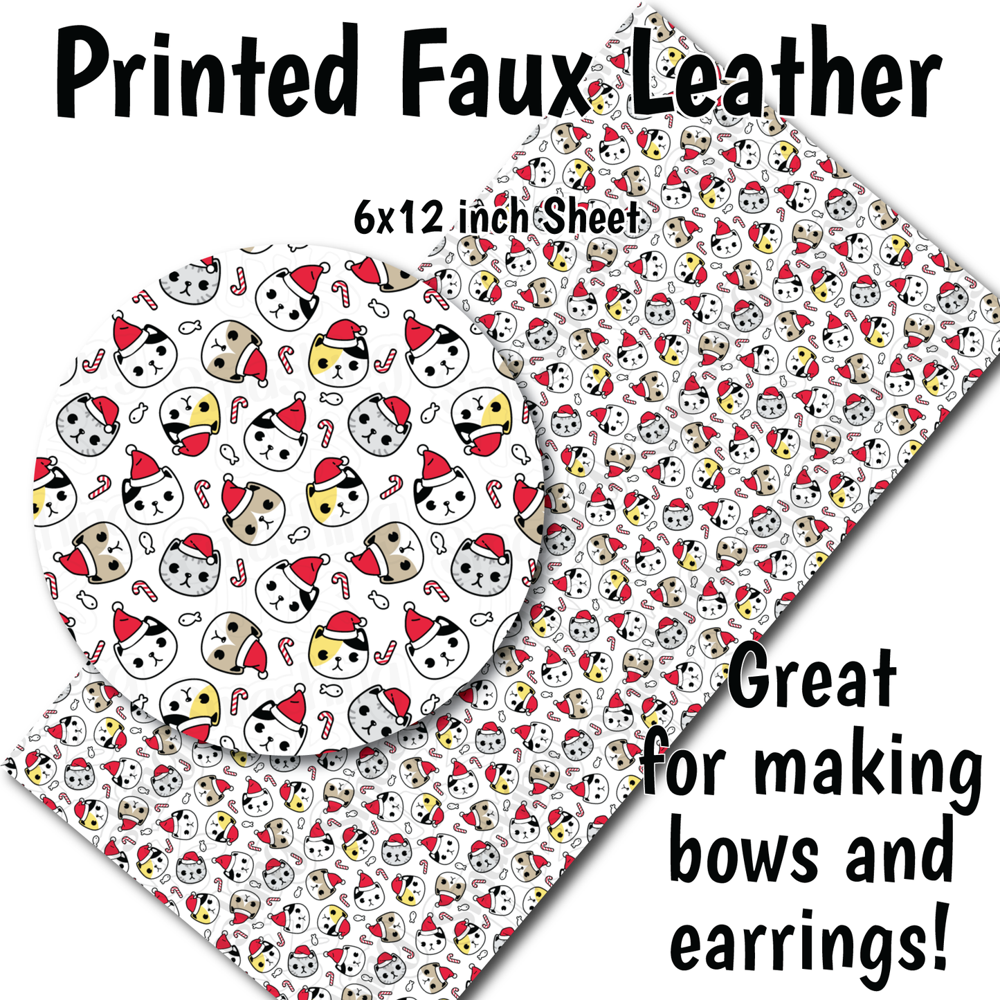 Meowy Christmas T - Faux Leather Sheet (SHIPS IN 3 BUS DAYS)
