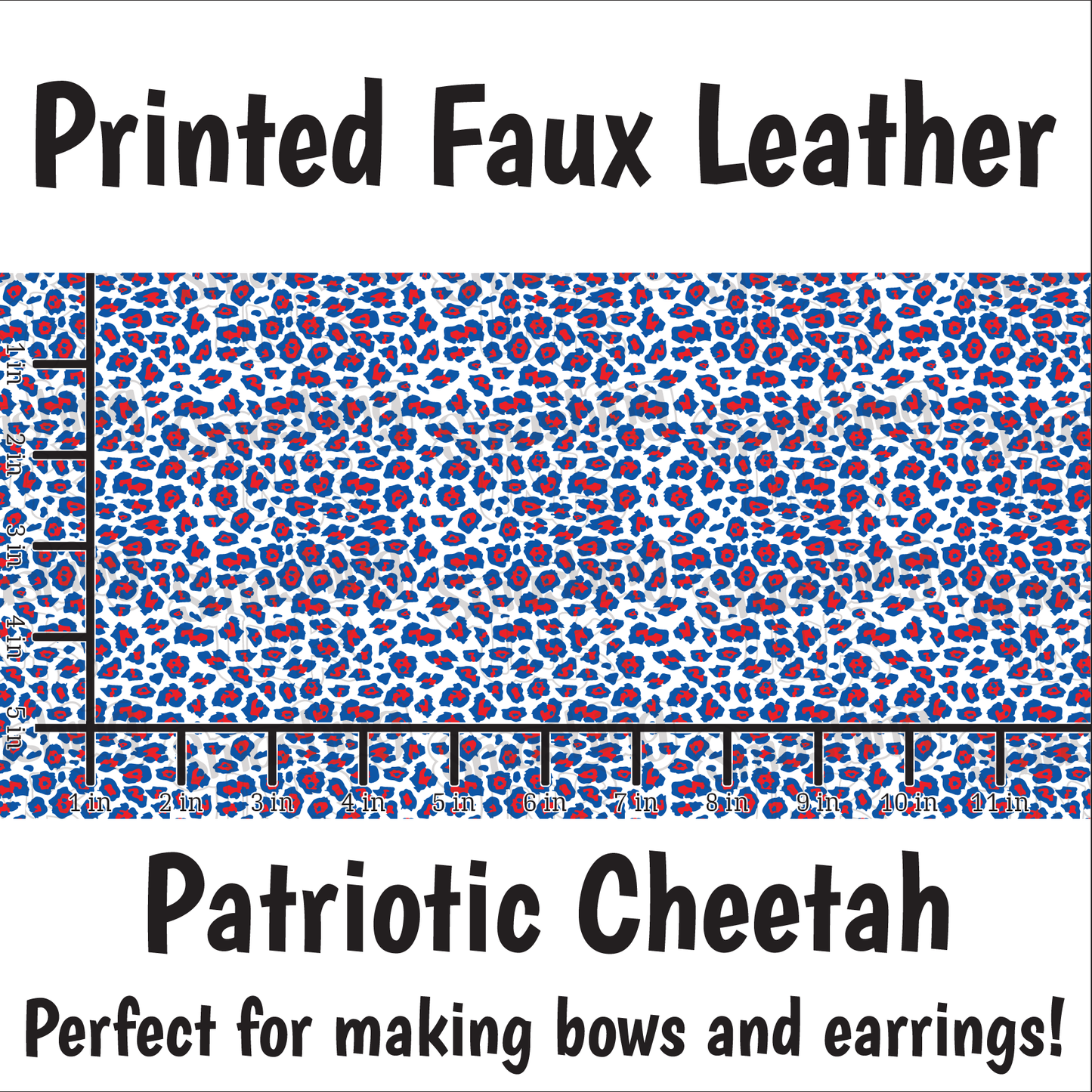 Patriotic Cheetah A - Faux Leather Sheet (SHIPS IN 3 BUS DAYS)