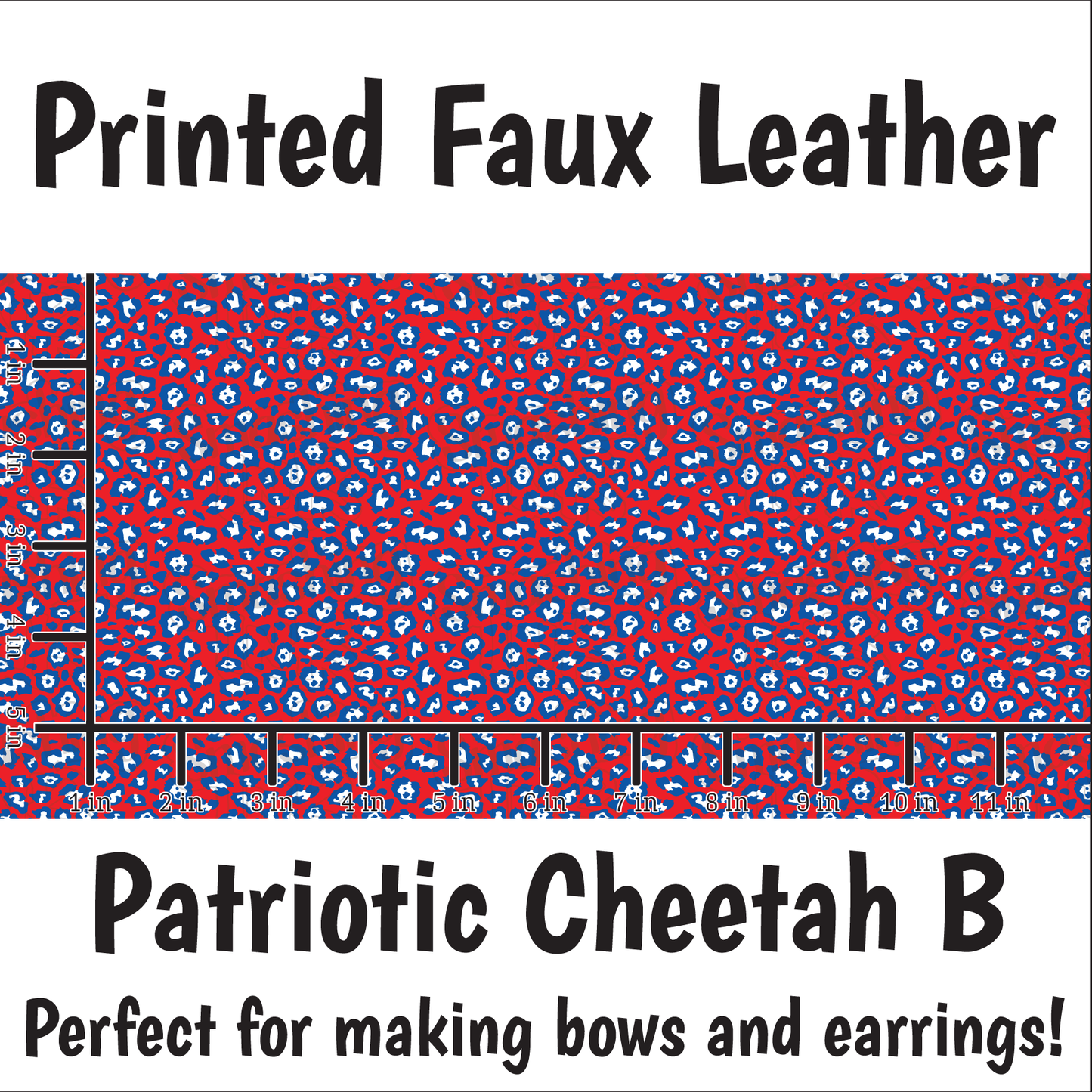 Patriotic Cheetah B - Faux Leather Sheet (SHIPS IN 3 BUS DAYS)