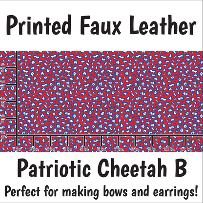 Patriotic Cheetah B - Faux Leather Sheet (SHIPS IN 3 BUS DAYS)