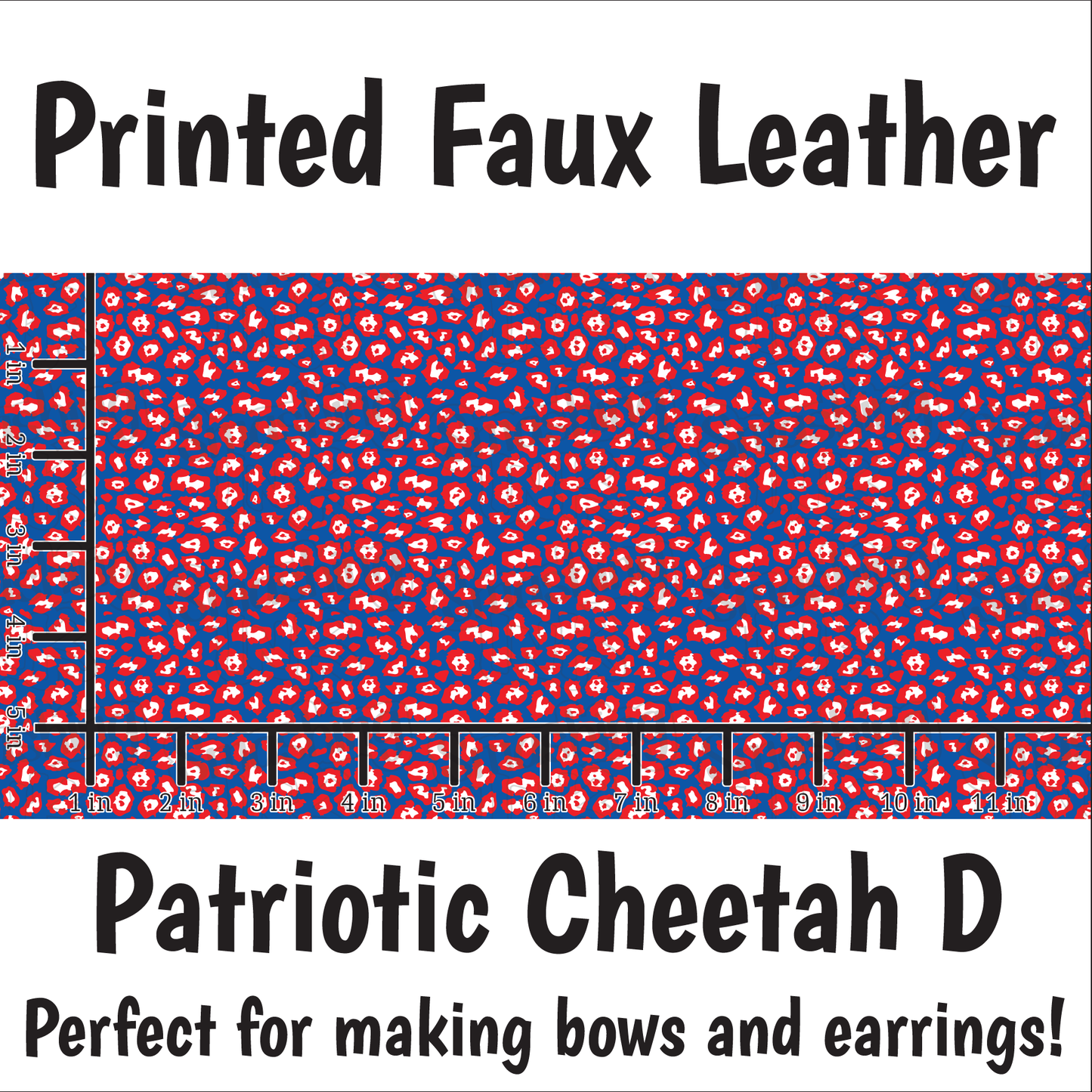 Patriotic Cheetah D - Faux Leather Sheet (SHIPS IN 3 BUS DAYS)