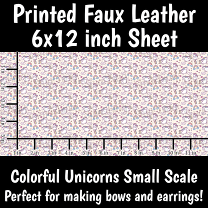 Colorful Unicorns Small Scale - Faux Leather Sheet (SHIPS IN 3 BUS DAYS)