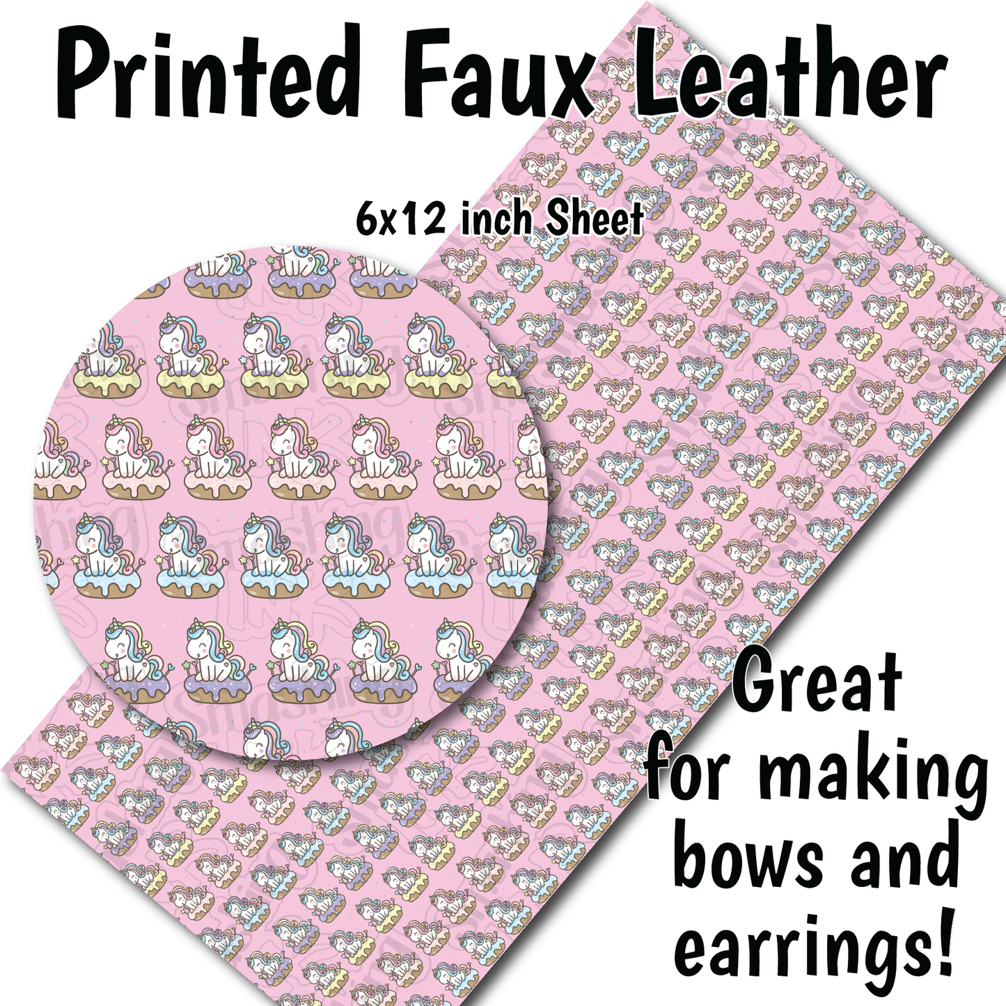 Unicorn Pattern - Faux Leather Sheet (SHIPS IN 3 BUS DAYS)