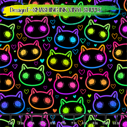 Rainbow Cats ★ Pattern Vinyl | Faux Leather | Sublimation (TAT 3 BUS DAYS)