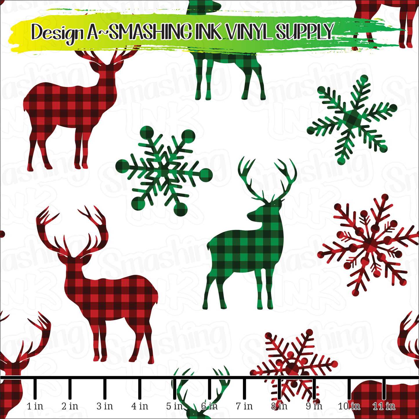 Plaid Deer and Snowflakes ★ Laser Safe Adhesive Film (TAT 3 BUS DAYS)