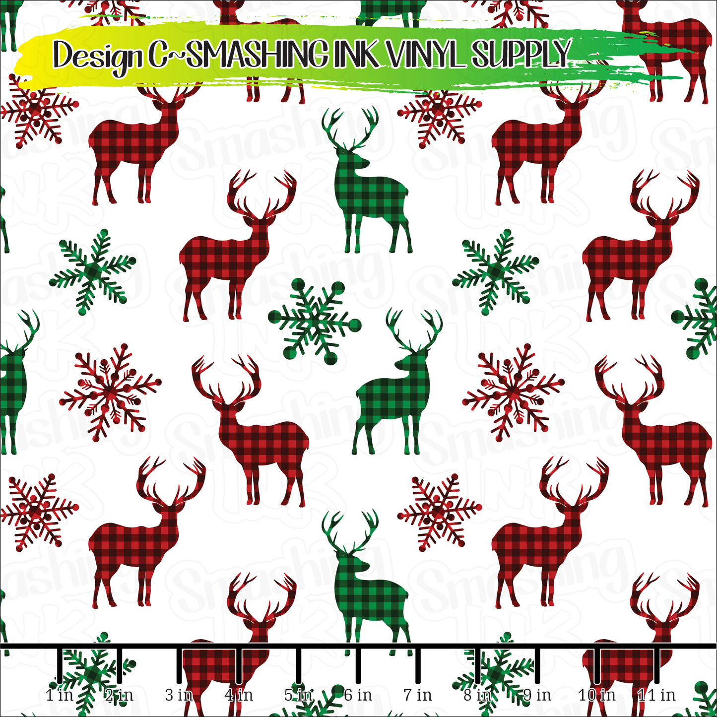 Plaid Deer and Snowflakes ★ Laser Safe Adhesive Film (TAT 3 BUS DAYS)