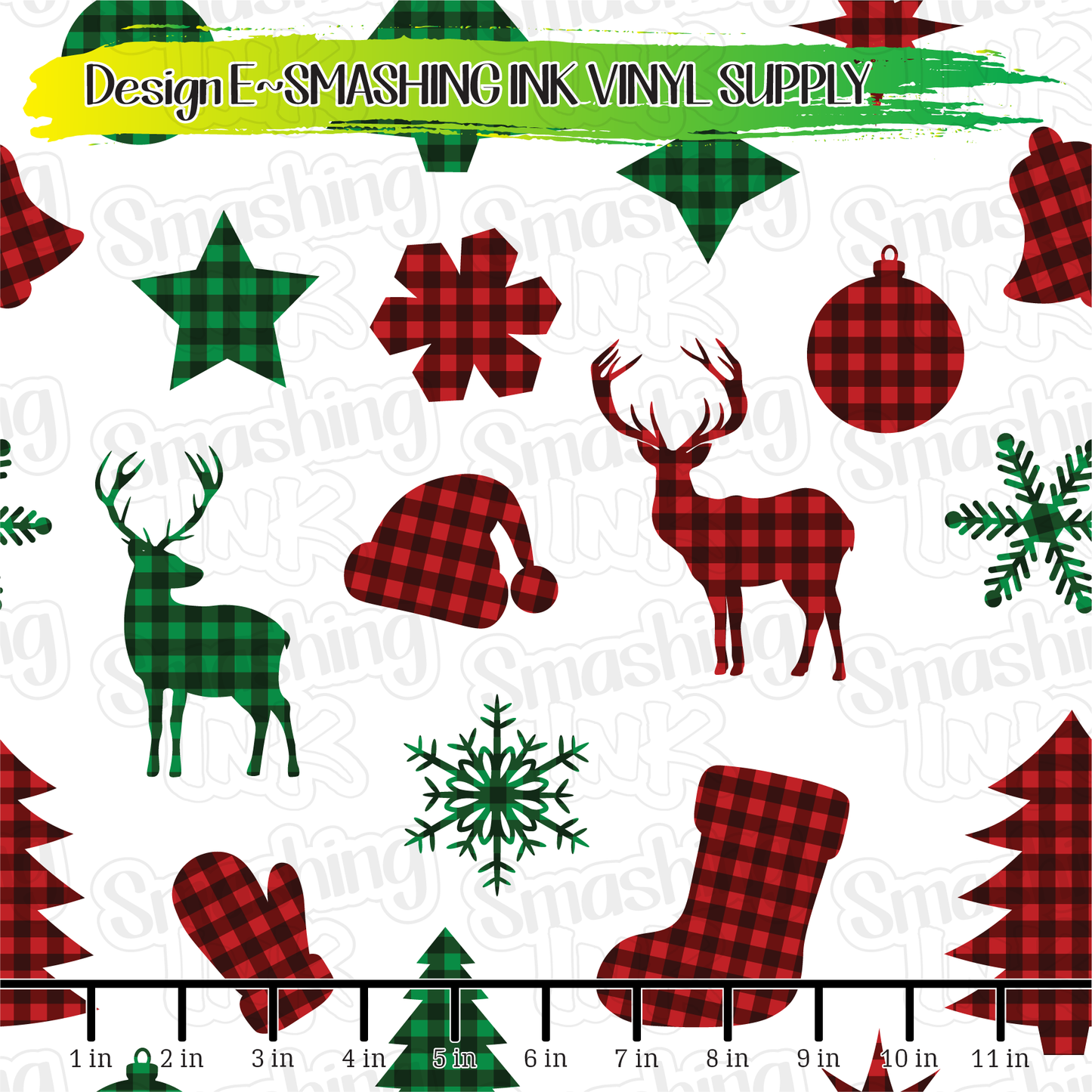 Plaid Deer and Trees ★ Laser Safe Adhesive Film (TAT 3 BUS DAYS)