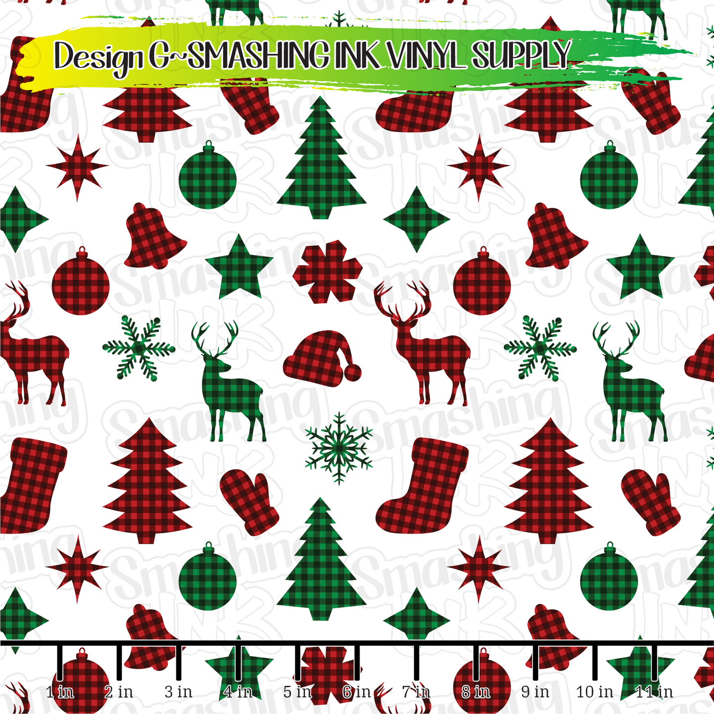 Plaid Deer and Trees ★ Laser Safe Adhesive Film (TAT 3 BUS DAYS)