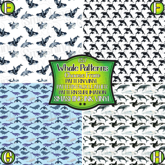 Whale Patterns ★ Pattern Vinyl | Faux Leather | Sublimation (TAT 3 BUS DAYS)