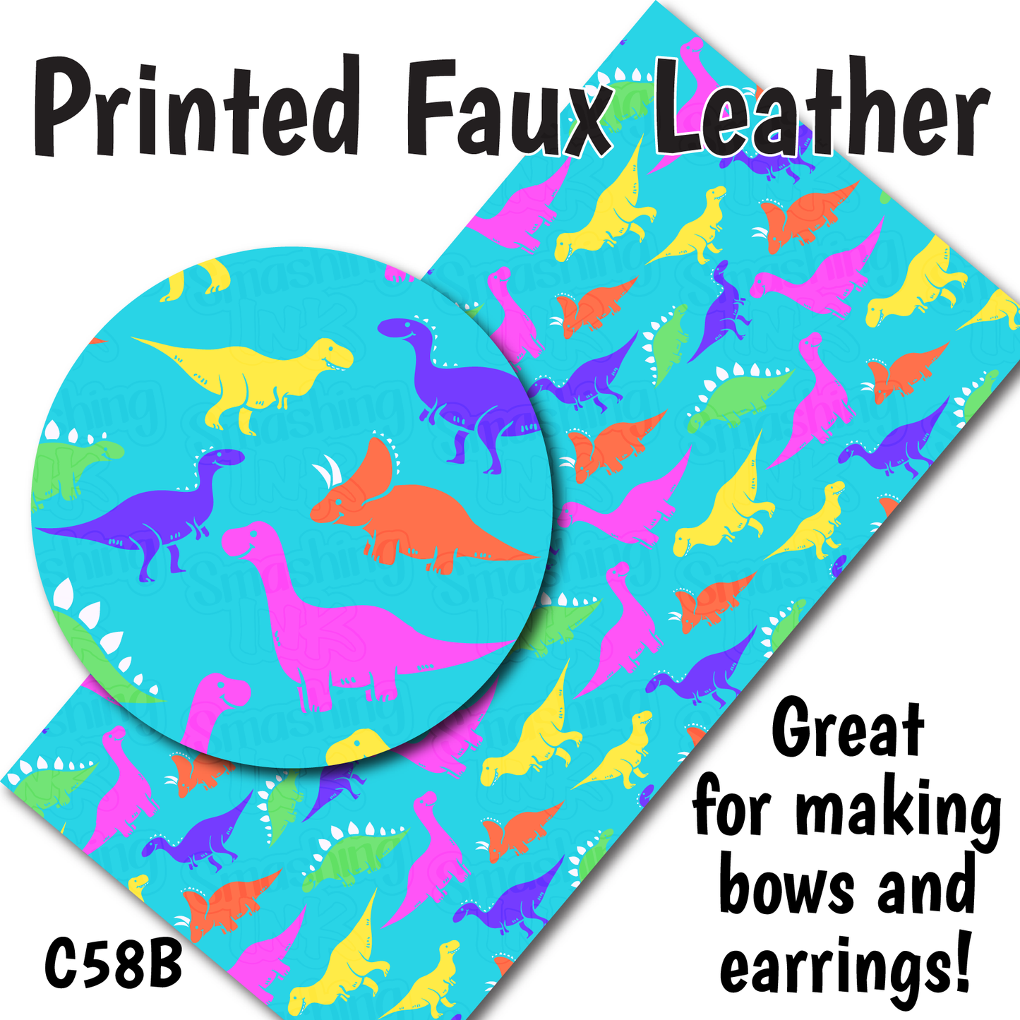 Dinosaur Pattern - Faux Leather Sheet (SHIPS IN 3 BUS DAYS)