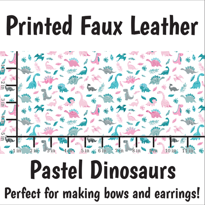 Pastel Dinosaurs - Faux Leather Sheet (SHIPS IN 3 BUS DAYS)