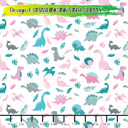 Pastel Dinosaurs ★ Pattern Vinyl | Faux Leather | Sublimation (TAT 3 BUS DAYS)