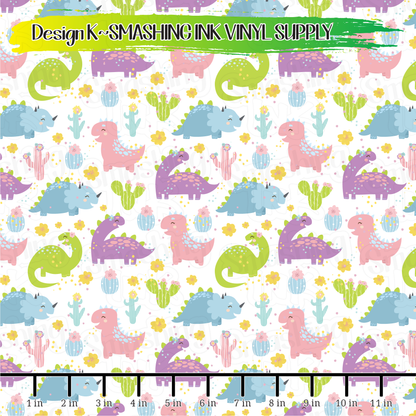 Pastel Dinosaurs ★ Laser Safe Adhesive Film (TAT 3 BUS DAYS)