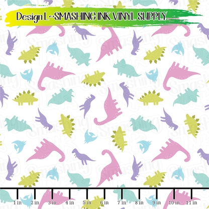 Pastel Dinosaurs ★ Laser Safe Adhesive Film (TAT 3 BUS DAYS)