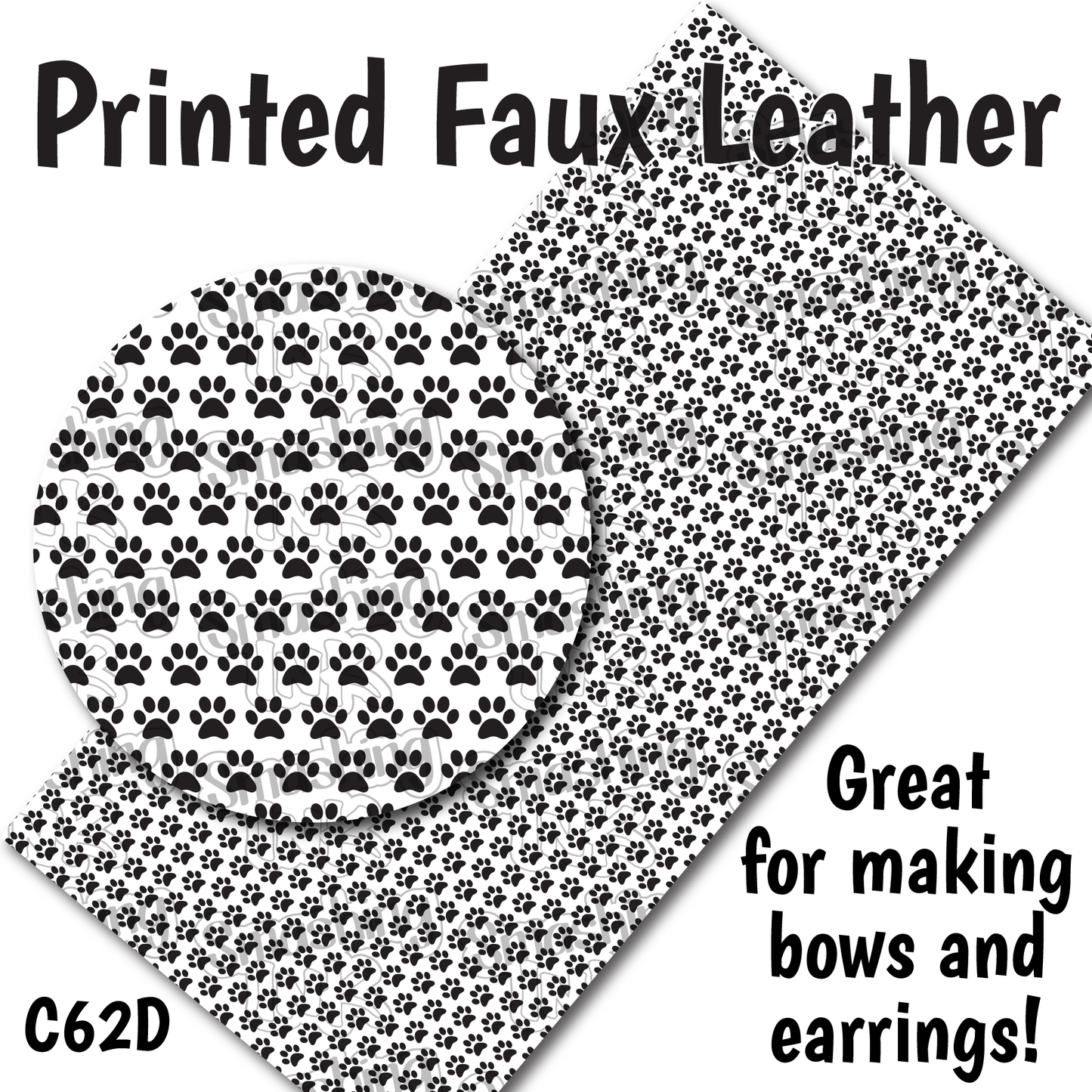 Paw Print Pattern - Faux Leather Sheet (SHIPS IN 3 BUS DAYS)